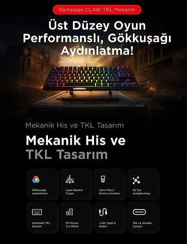 macbook pro: Rampage Claw Red Switch Rgb Q Mekanik Klavye Gaming Klavye Oyuncu — 2