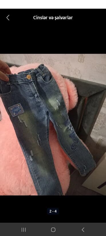 sukeçirməz uşaq şalvarları: Uşaq cins şalvarları dəsti - Model 1: Tünd mavi klassik dar kəsim. 5 — 2