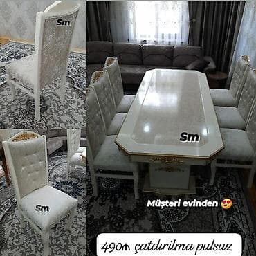 stol dəst: Açılan masa və stul dəsti. Komplekt müxtəlif variantlarda təqdim — 7