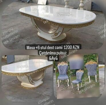 boyama seti: Qonaq otağı üçün, Yeni, Açılan, Oval masa, 6 stul — 14