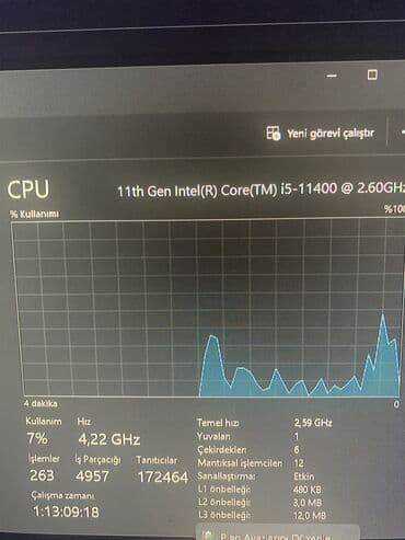 Tamamən işlək vəziyətdədir intel core i5-11400 Cores 6 Threads 12