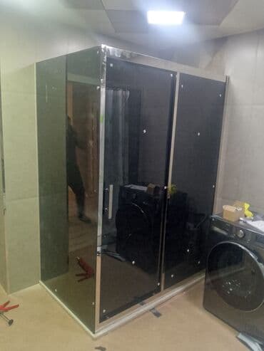 куплю чугунную ванну бу: Paslanmayan polad çərçivəyə malik düzbucaqlı şüşə duş kabini. Kabin — 1