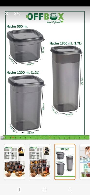 Erzaq saxlama qablari satilir. Yenidi. Karobkasinda. 18 ededdi. Her lalafo.az -da Erzaq saxlama qablari satilir. Yenidi. Karobkasinda. 18 ededdi. Her