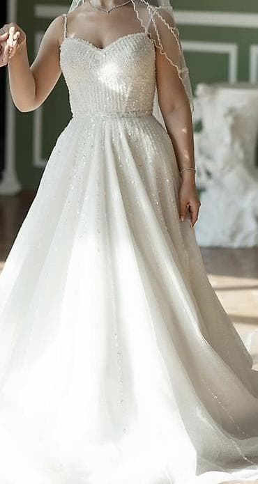 Свадебные платья и аксессуары: Məhsul: Gəlinlik - Stil: Klassis A-line/sallonət tipli etek, quyruqlu — 2