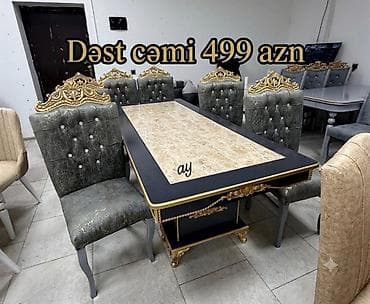 Qonaq otağı üçün, Açılmayan, Dördbucaq masa, 6 stul — 1