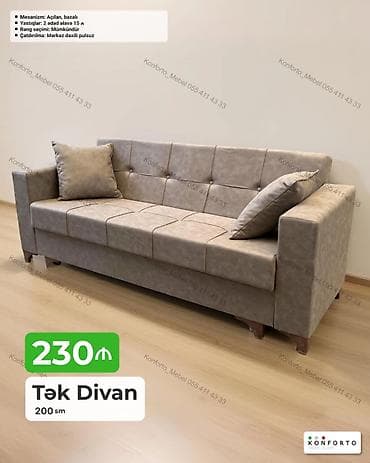 Tək divan – 200 sm - Mexanizm: açılan, bazalı (yataq funksiyalı) - lalafo.az -da Tək divan – 200 sm - Mexanizm: açılan, bazalı (yataq funksiyalı) -