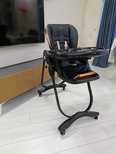 Kidilo uşaq yemək stulu - Rəng: qara, qızılı detallarla - Təkərlidir — 3