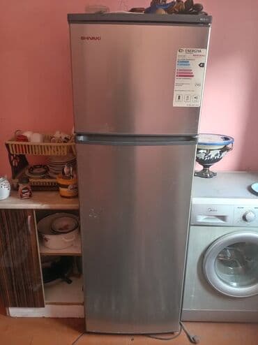 kredit soyuducu: İşlənmiş 2 qapılı Shivaki Soyuducu Satılır, rəng - Boz, Dispenserli — 1