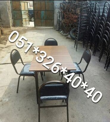 Masa və oturacaq dəstləri: Mətbəx üçün, Yeni, Açılmayan, Kvadrat masa, 4 stul — 4