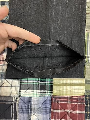 alt paltar: Klassik kişi şalvarı – tünd boz rəngdə, incə şaquli tünd-açıq cizgili — 8