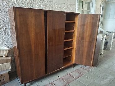 3 qapılı, Qəhvəyi, Taxta, Açılan, Düz dolab