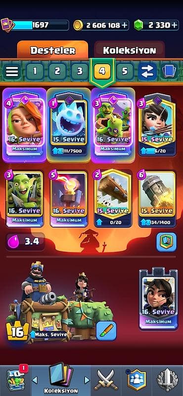Clash royale hesabı. Hesabda 2 milyon altın və 2 min elmas var — 2