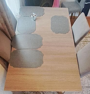 Mətbəx üçün, Açılmayan, Dördbucaq masa, 4 stul