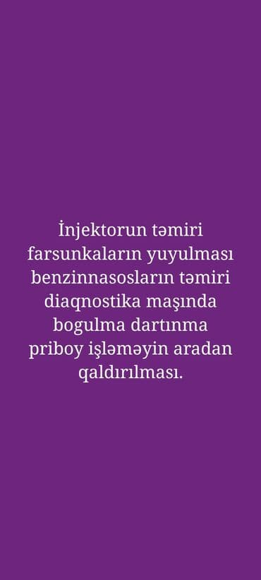 İnjektorun təmiri farsunkaların yuyulması benzinnasosların təmiri