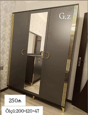 3 qapılı, Güzgülü, Boz, Açılan, Düz dolab lalafo.az -da 3 qapılı, Güzgülü, Boz, Açılan, Düz dolab