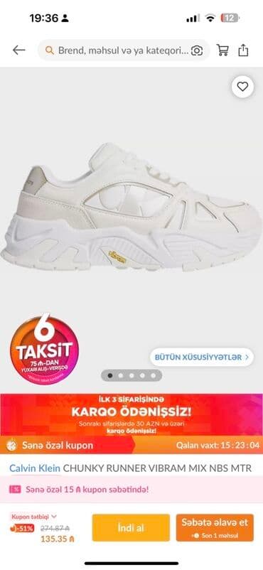 женские кеды сникерсы: Calvin Klein CHUNKY RUNNER VIBRAM MIX NBS MTR kişi/kadın krossovkası — 1