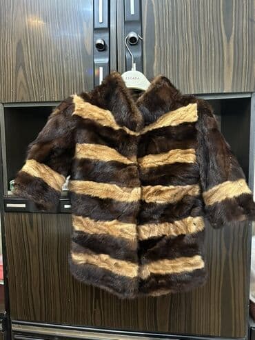 детские натуральные шубы: ESCALADA brendindən uşaqlar üçün tünd qəhvəyi və açıq qəhvəyi zolaqlı — 1