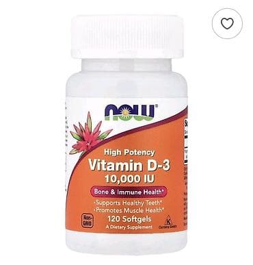 vitamin dermanlar: NOW Vitamin D-3 High Potency – 10,000 IU, 120 softgel kapsul Məhsul — 2