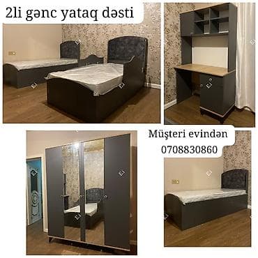 2 nəfərlik gənc yataq dəsti. Dəstə daxildir: - 2 ədəd tək çarpayı - 4