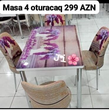 açılan masalar: Mətbəx üçün, Yeni, Açılan, Dördbucaq masa, 4 stul — 3