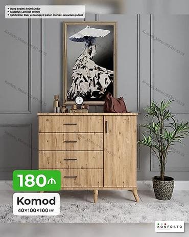 Komodlar: Komod – 40×100×100 sm - Material: 18 mm laminat - Rəng seçimi — 1
