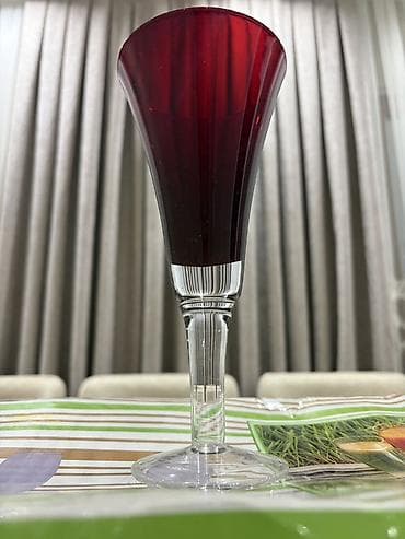 Qədəhlər, rəng - Qırmızı, Şüşə, 6 ədədli dəst, 200 ml