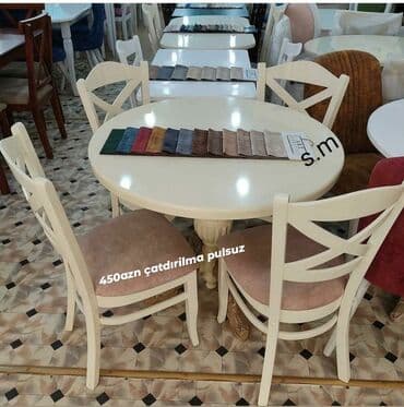 Masa və oturacaq dəstləri: Mətbəx üçün, Yeni, Açılmayan, Yumru masa, 4 stul — 5