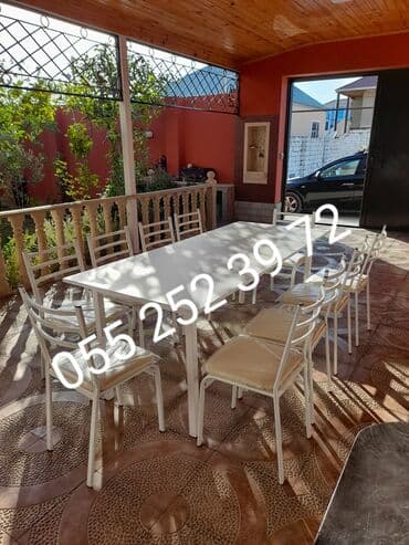 stol və stul dəstləri: Yeni, Dördbucaq masa, 10 stul, Açılmayan, Stullar ilə, Taxta, Azərbaycan — 8