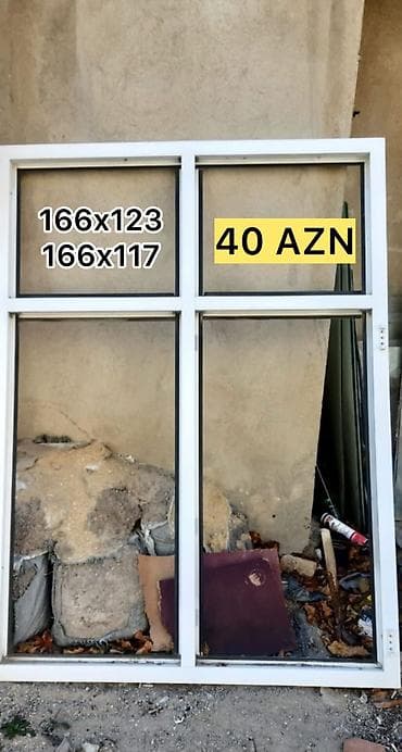 plazma pen: PVC qapı və pəncərə çərçivələri - İkili ağ PVC qapı: ölçü 221x125 sm — 2