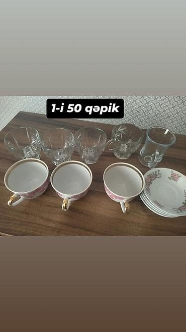 cay servizi: Çay dəsti, rəng - Ağ, Şüşə, 1 nəfərlik — 2