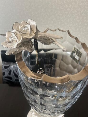 Asılqanlar: Şüşə və keramika qarışığıdan hazırlanmış, əl işi gümüşü gül detalları — 4