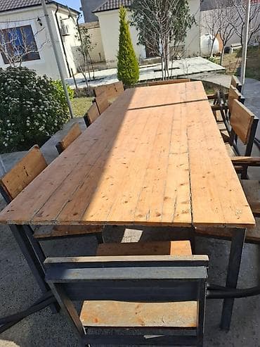 Dördbucaq masa, Açılmayan, Stullar ilə, Metal