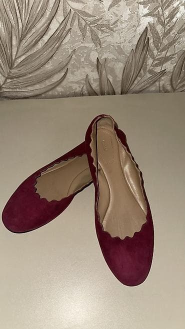 baletka: Qadın baletkaları – bordo rəng, ziqzaq kənarlı dizayn - Brend: Chloé — 1
