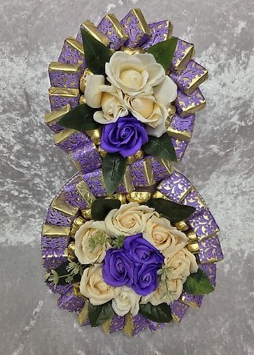 Pastel dəstləri: Bəzəkli şokolad kompozisiyası – “8 Mart” forması - İki dairədən — 1