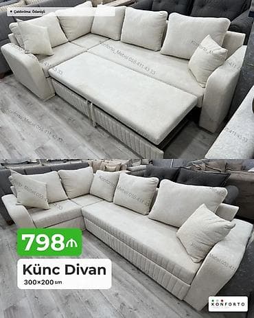 Künc Divan – 300×200 sm Rahat və funksional künc divan. Yumşaq