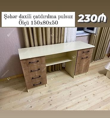 tibbi ref: İki tərəfli çekmecəli iş/oxu masası - Ölçü: 150 x 80 x 50 sm - — 1