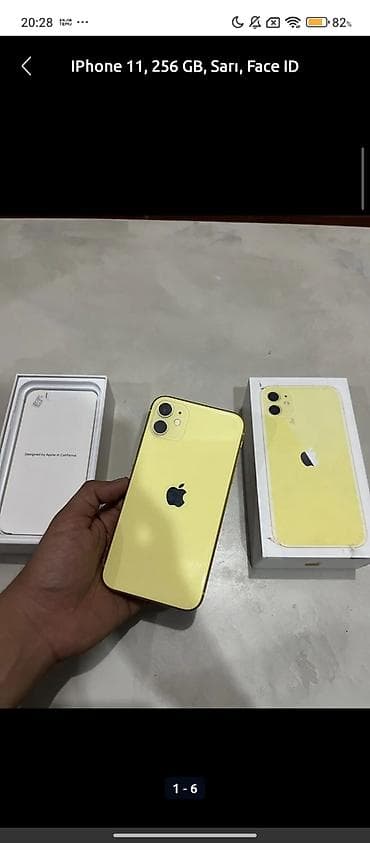 IPhone 11, 256 GB, Sarı, Face ID