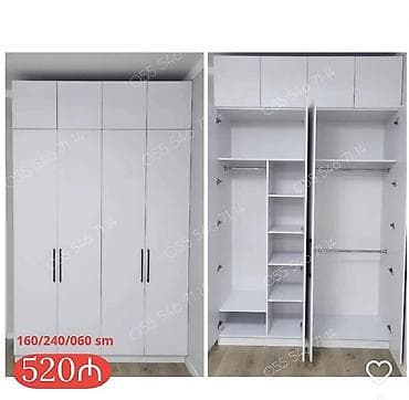 Dolablar: Yeni, 4 qapılı, Ağ, Açılan, Düz dolab — 1