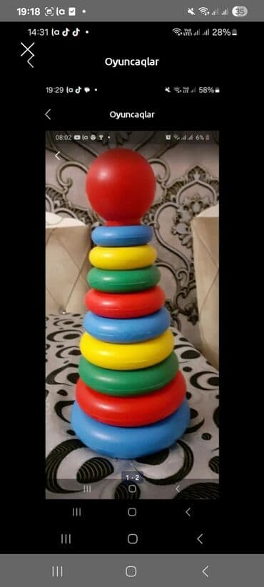 uşaq oyuncaq dəsti küçük patrul: Tezedr isdfade edlmeyib 1) Rəngli halqalar piramidası - Yığma — 1