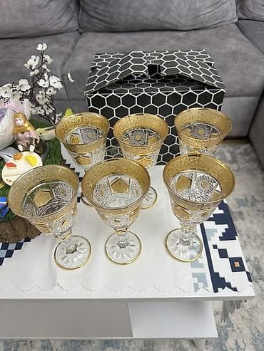 plasmas qab: Qədəhlər, rəng - Qızılı, Şüşə, 6 ədədli dəst — 2