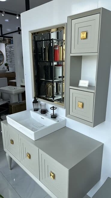 мойка шкаф для кухни: Ağ rəngli keramika Çanaq və iki geniş siyirməli ağ qapalı şkafı olan — 2