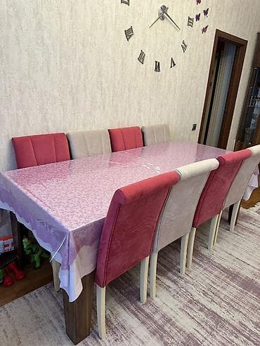 şef qapi: Qonaq otağı üçün, Açılmayan, Dördbucaq masa, 8 stul — 2