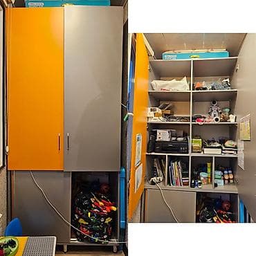ofis dolabı: Uşaqlar üçün rəngli saxlama şkafı - İki rəngli fasad: narıncı və boz — 1