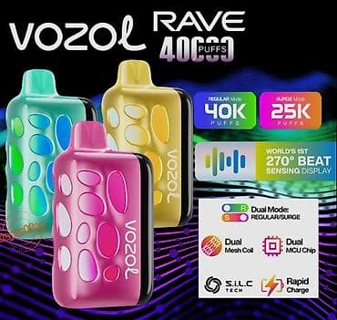 çaşqa qəlyan: VOZOL RAVE 40000 birdəfəlik elektron siqaret - İki rejim: Regular — 2
