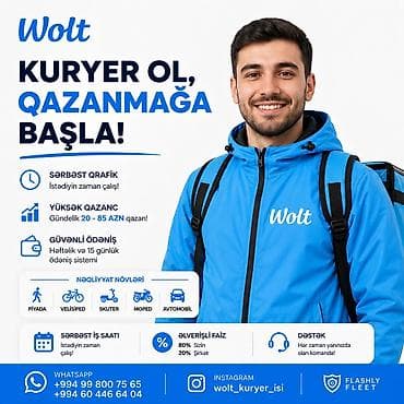 wolt iş: Moto-kuryer tələb olunur, Gündəlik ödəniş, Təcrübəsiz — 1