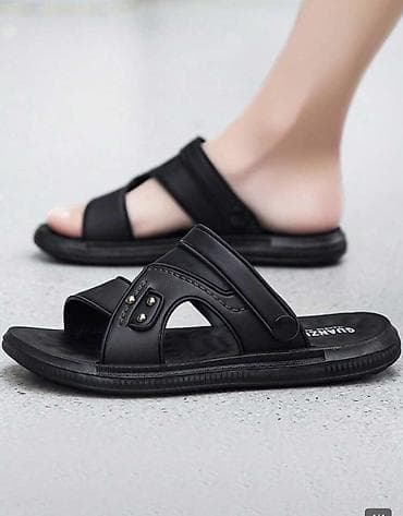 ucuz sepler: Tezedir,Geyinilmeyib,Kişi üçün qara rəngli slayt tipli sandal - — 2