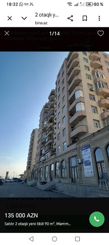 qarayev 3 otaqli evler: 2 otaqlı, Yeni tikili, 90 kv. m — 2