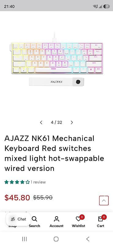 AJAZZ NK61 Mexaniki Klaviatura – Red switch-lərlə, isti dəyişdirilə — 1
