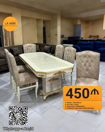 Qonaq otağı üçün, Açılmayan, Dördbucaq masa, 6 stul