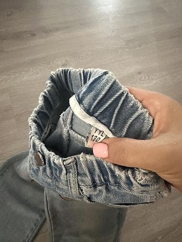 jeans salvar: Uşaq üçün cins şalvar - Rəng: açıq mavi (light wash) - Model: geniş — 1